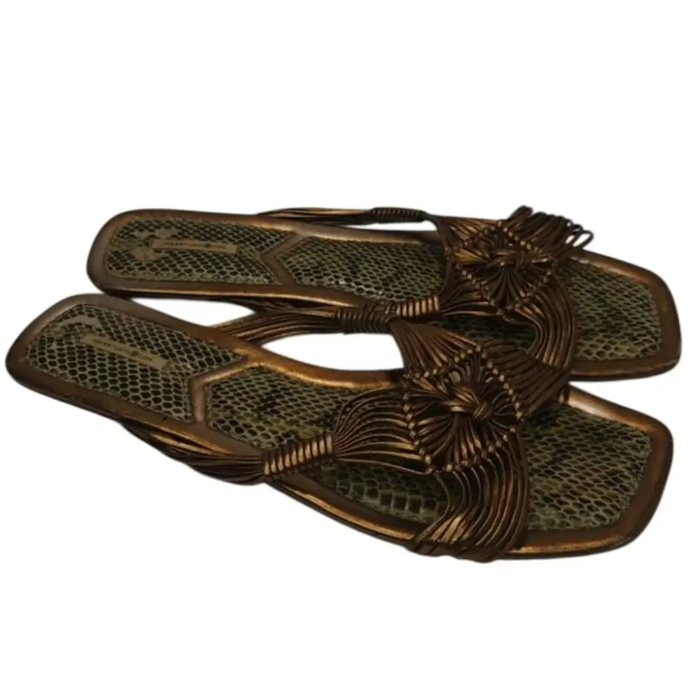 Gold leather slip on sandals by Maxstudio sz 6.5